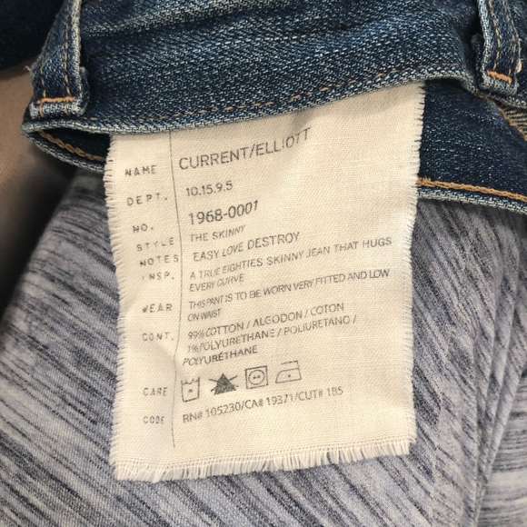 Current Elliott skinny easy love destroy size 25/0 - Picture 1 of 4